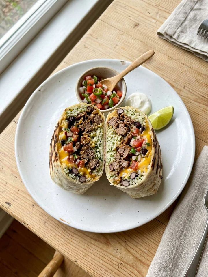 High protein beef burrito